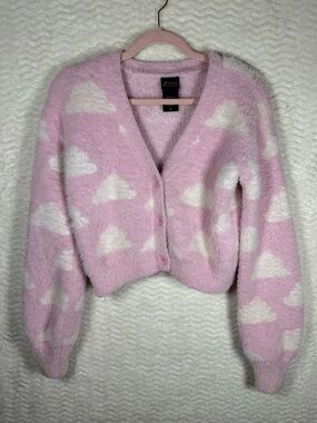 Fuzzy Pink Cloud Cardigan Sweater for Kids